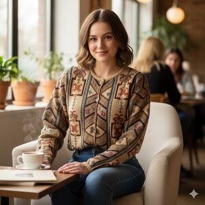 90s Bohemian Peruvian Collection Pima Cotton Cardigan